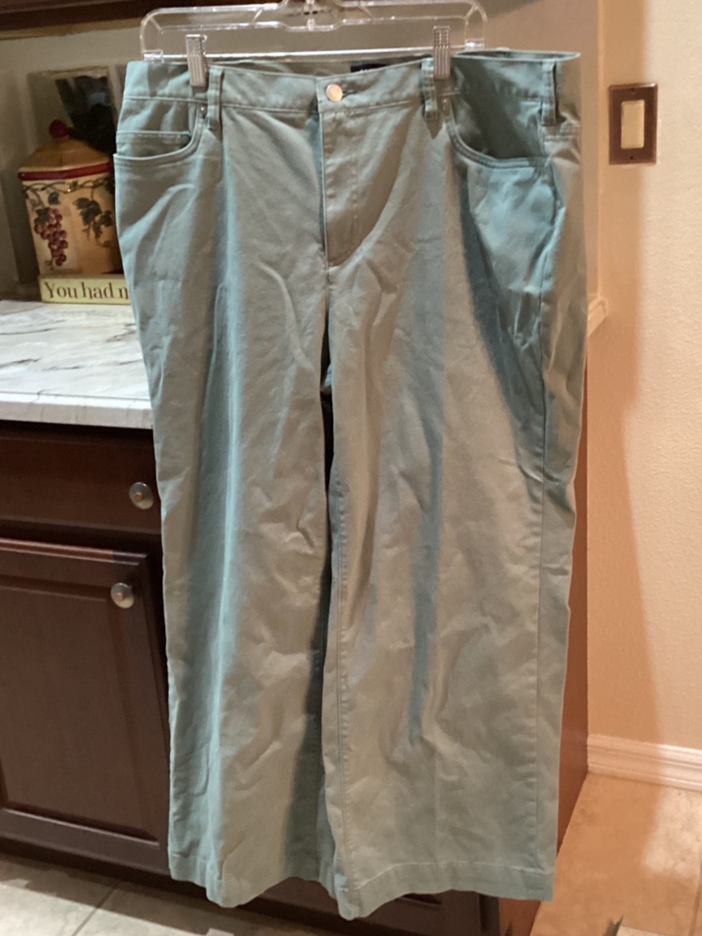Lands' End Wide Leg Jeans in Seafoam Green 28” Inseam.